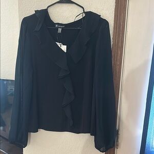 Black Ruffled Women's Top